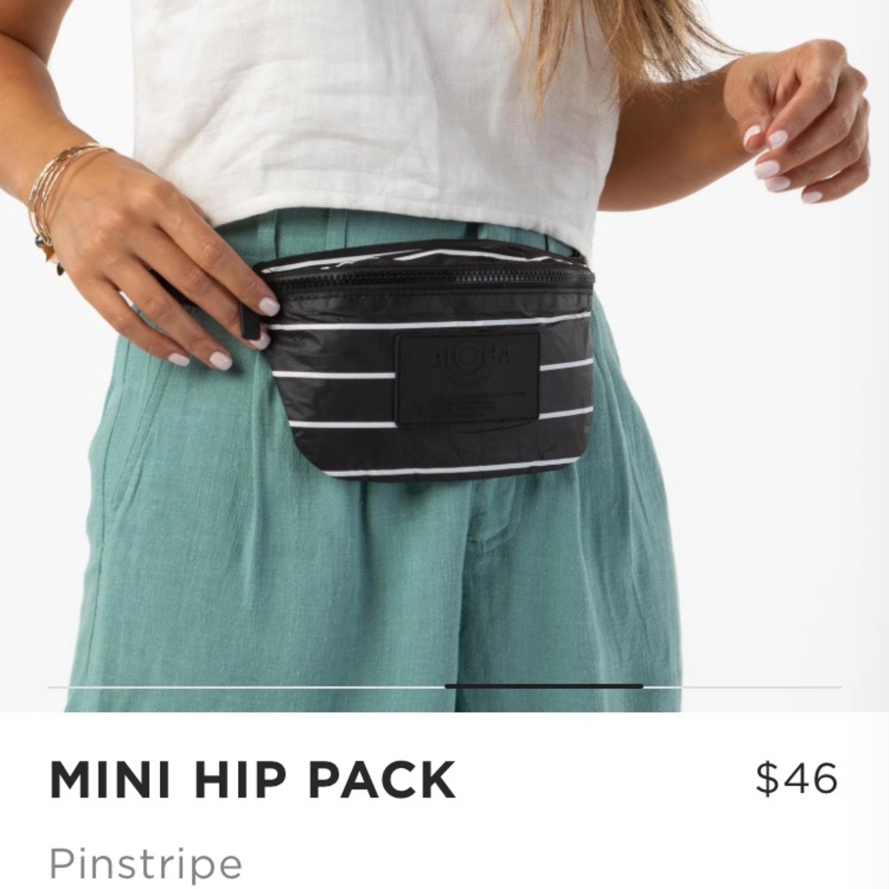 ALOHA Collection Mini Hip Pack in Black Pinstripe